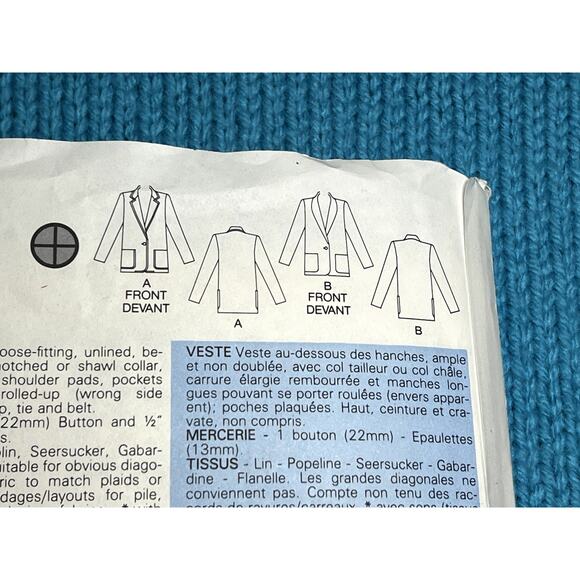 Butterick 3066 pattern blazer boxy boyfriend 1980s size 12 14 16 - Picture 4 of 6